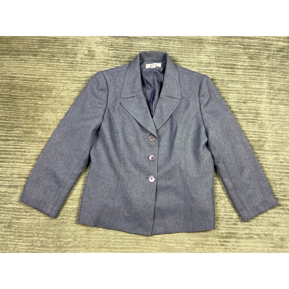 Le Suit Womens Blazer 16‎ Purple 3 Button Front Polyester Lined Career